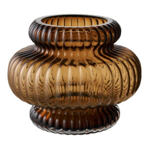 Vase, mundblæst glas, smoked brun, ø20x16 cm
