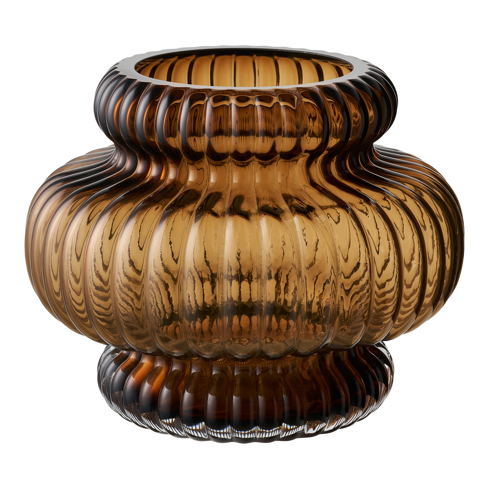 Vase, mundblæst glas, smoked brun, ø20x16 cm