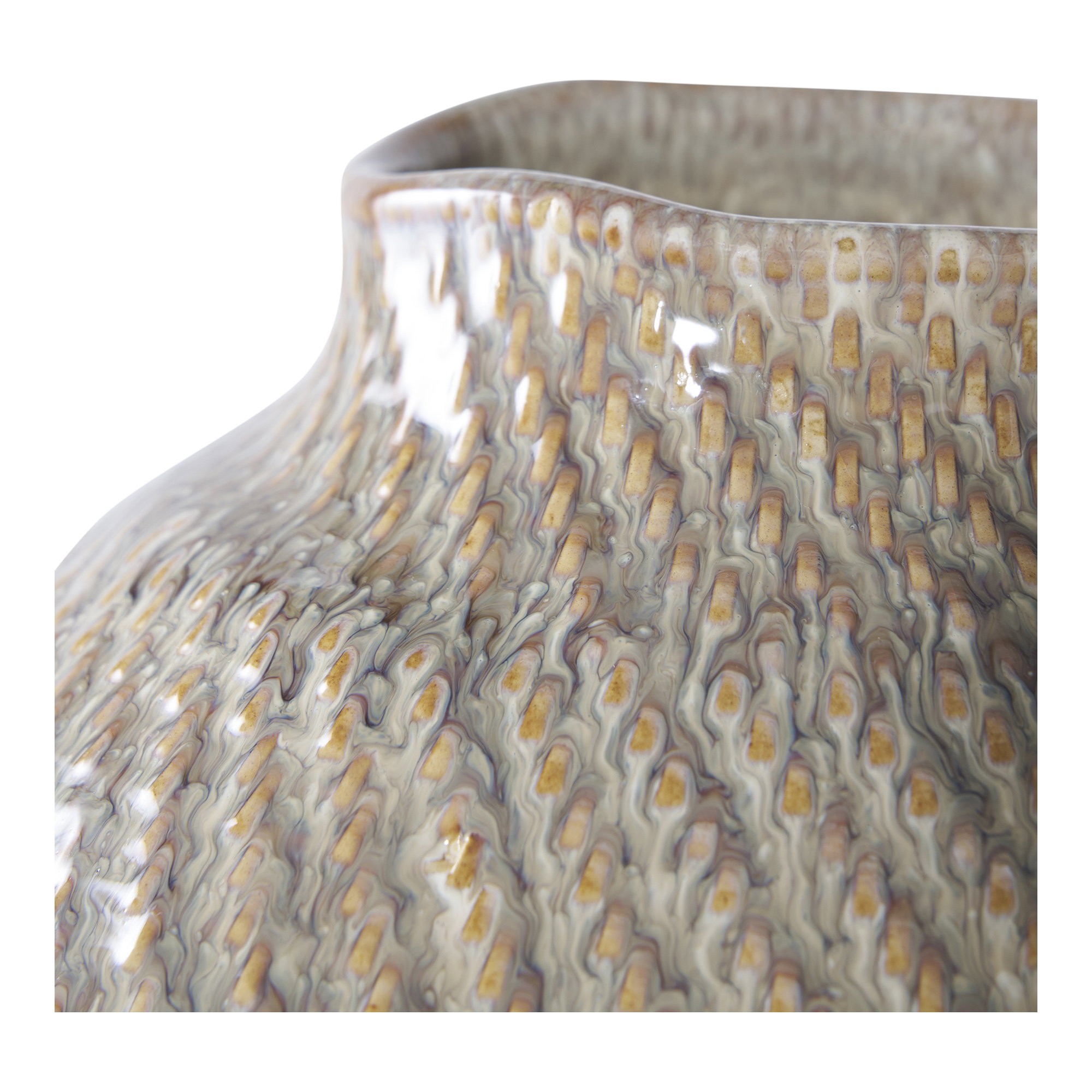 Vase, keramik, hvid/grøn, ø26x30,5 cm - Billede 2