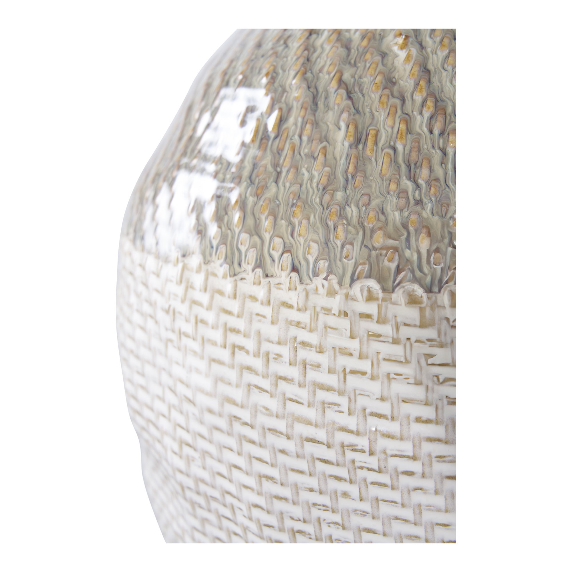 Vase, keramik, hvid/grøn, ø26x30,5 cm - Billede 3