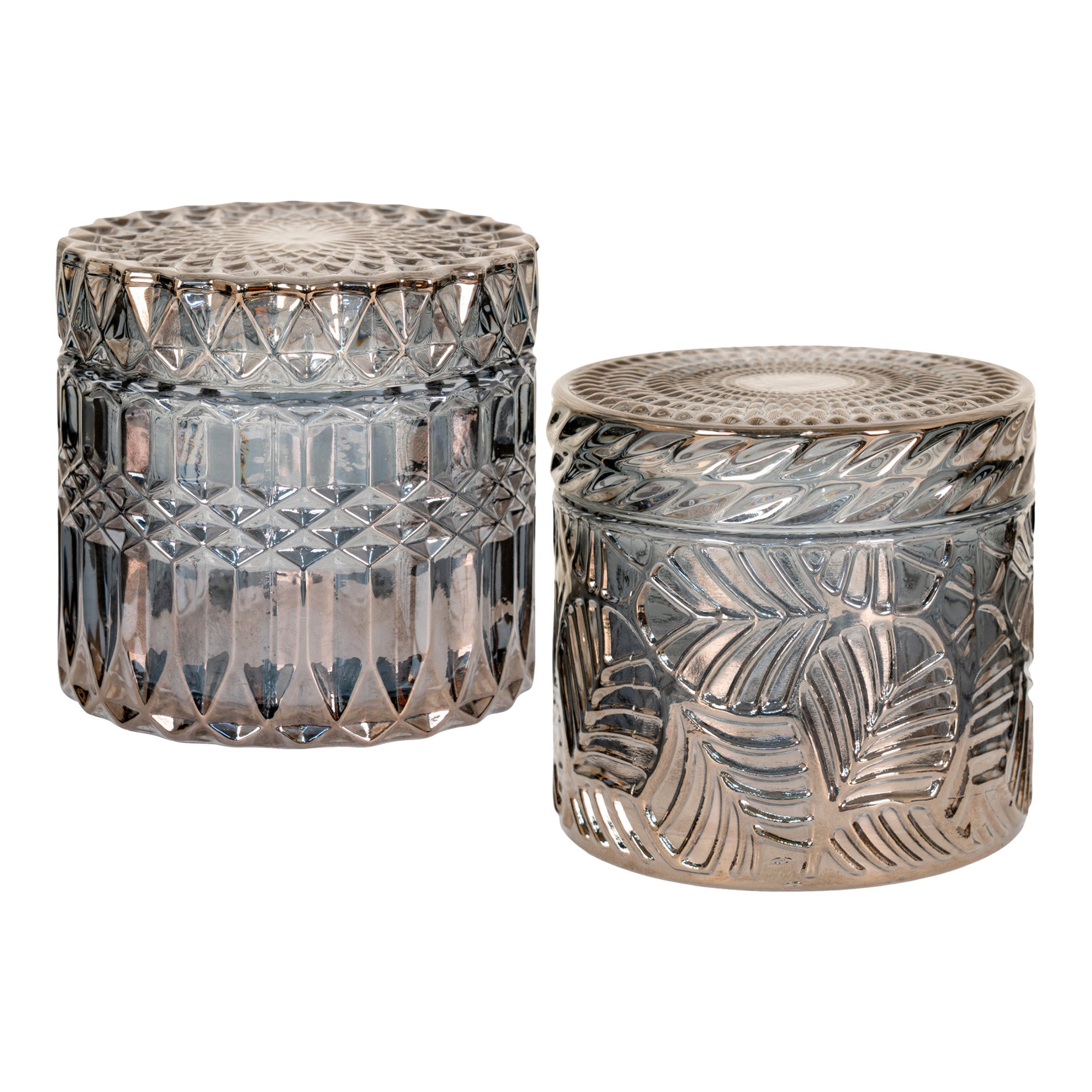 Krukker, glas, røgfarvet, ø9x8,5 cm, sæt af 2