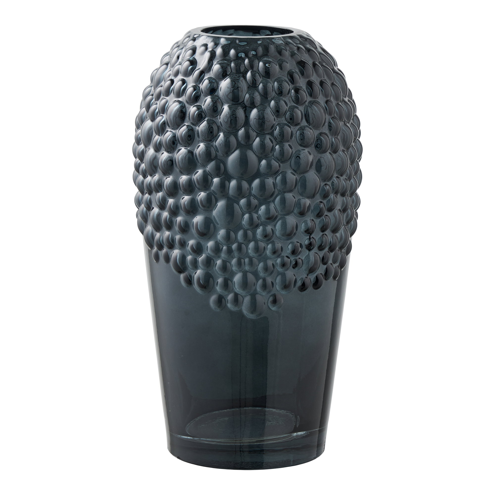 Vase, glas, mørkegrå, ø14x25 cm