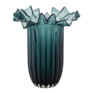Vase, mundblæst glas, mørkegrøn, ø25x30 cm
