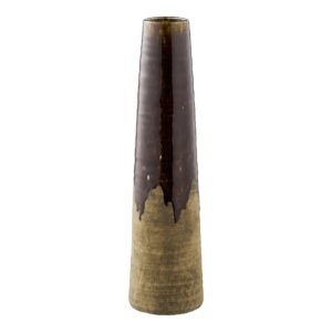 Vase, keramik, brun, ø12,5x48 cm