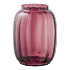 Vase, mundblæst glas, kastanje rød, ø17x21 cm
