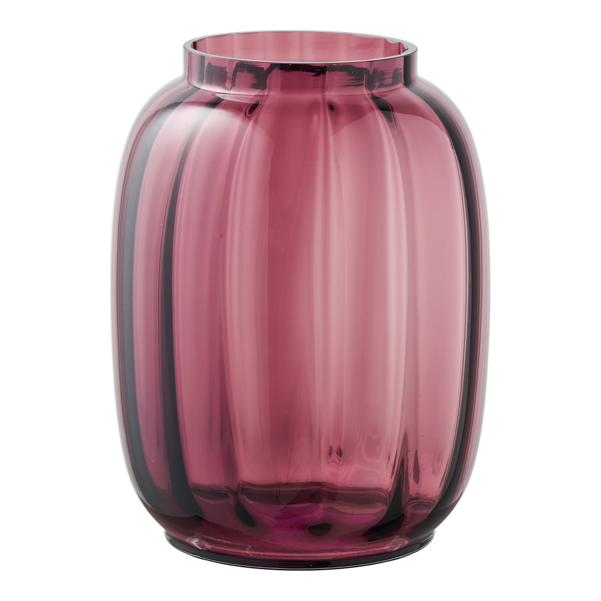 Vase, mundblæst glas, kastanje rød, ø17x21 cm