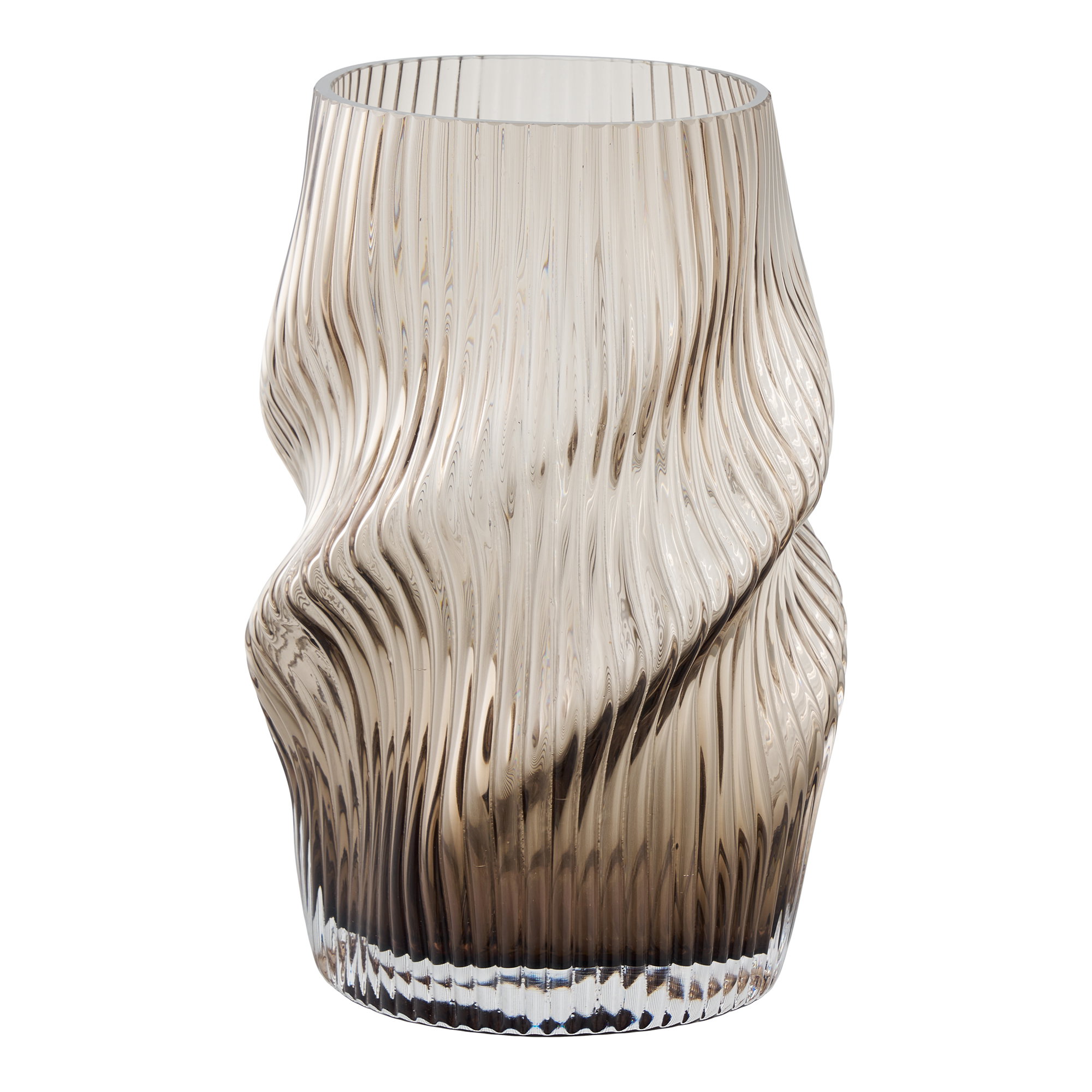 Vase, mundblæst glas, brun, ø17x25 cm