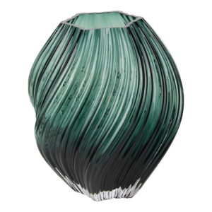 Vase, mundblæst glas, mørkegrøn, ø19x23 cm