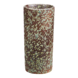 Vase, keramik, mørkebrun/mørk skov grøn, Ø9,5x20 cm
