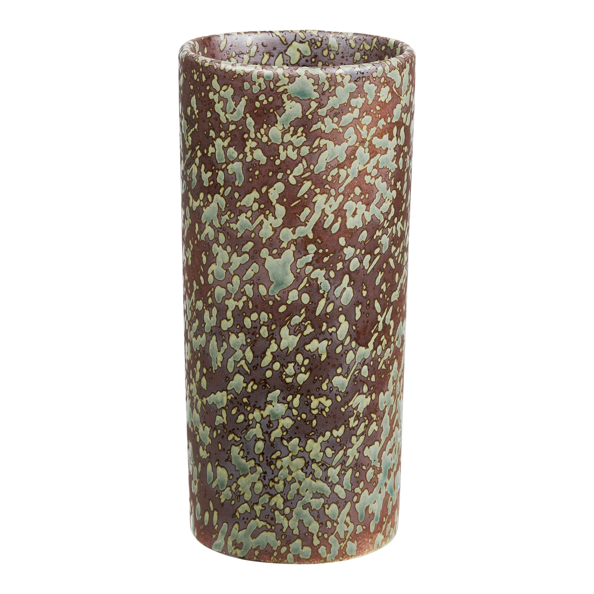 Vase, keramik, mørkebrun/mørk skov grøn, Ø9,5x20 cm