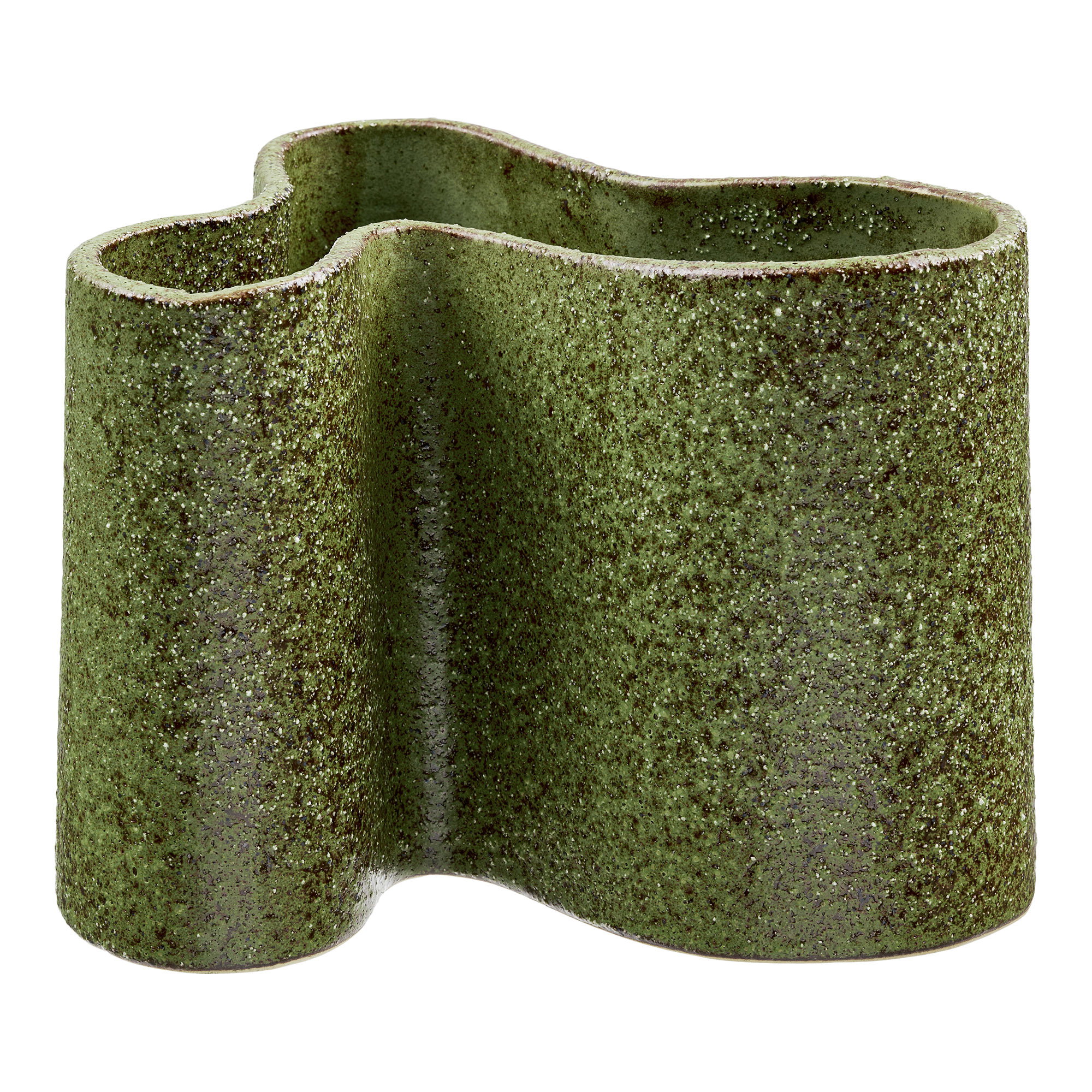 Vase, keramik, mørk skov grøn, 14,5x19x14,5 cm