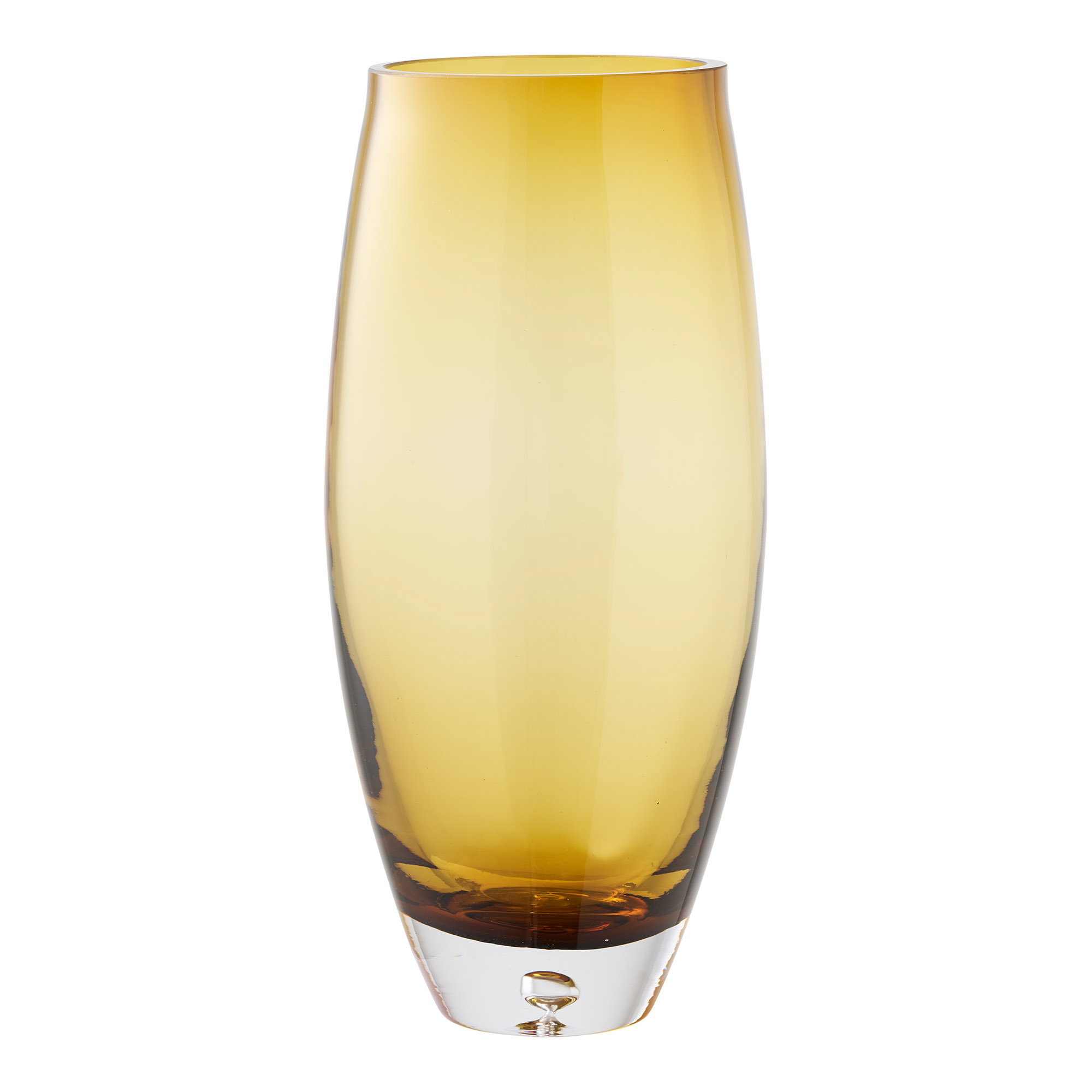 Vase, mundblæst glas, gylden orange, ø14x32 cm