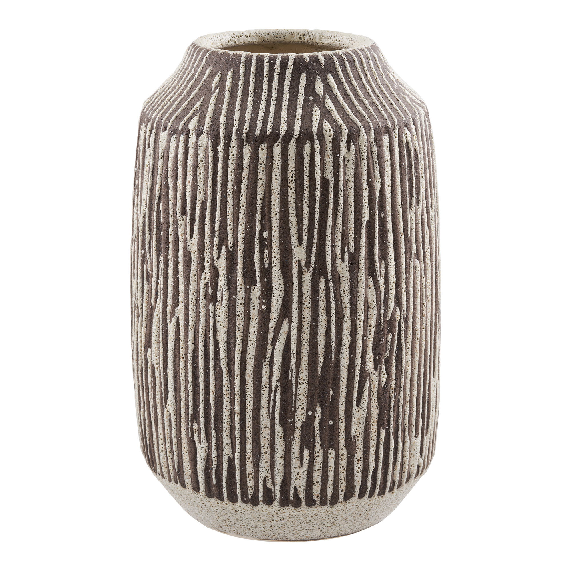Vase, keramik, brun/hvid, ø18x28,5cm
