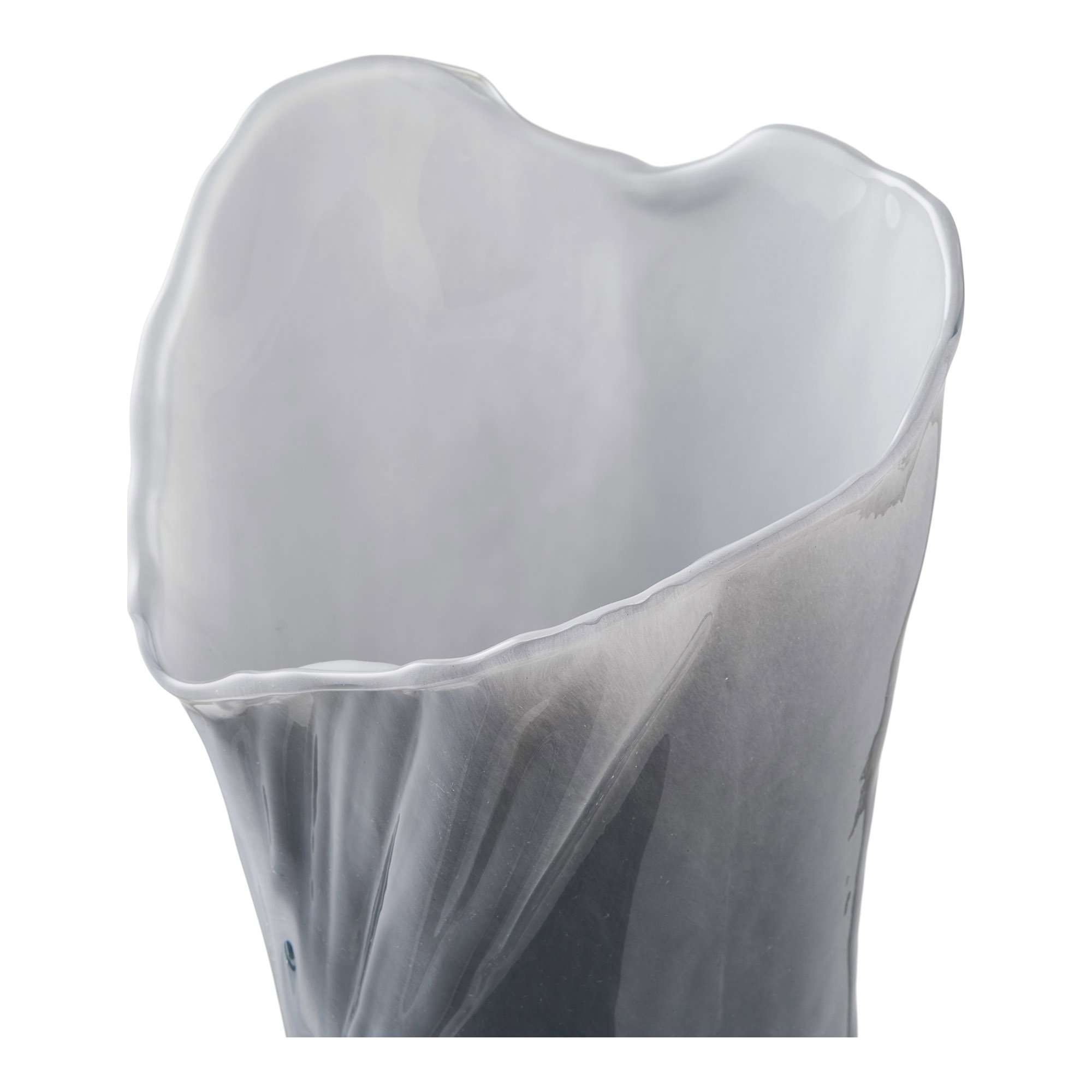 Vase, mundblæst glas, grå/hvid, 13x12,5x24 cm - Billede 2