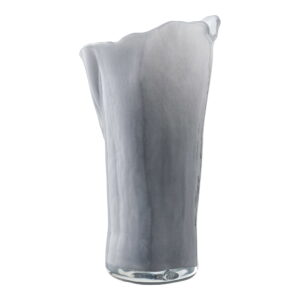 Vase, mundblæst glas, grå/hvid, 13x12,5x24 cm - Billede 3