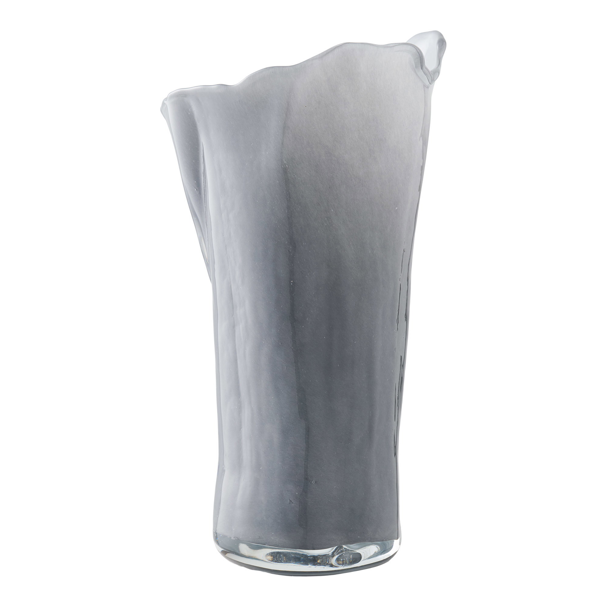 Vase, mundblæst glas, grå/hvid, 13x12,5x24 cm - Billede 3