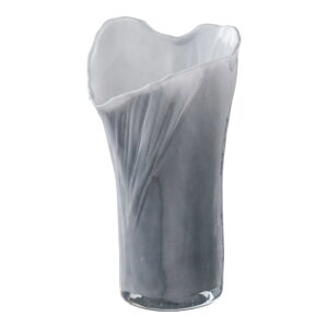 Vase, mundblæst glas, grå/hvid, 13x12,5x24 cm