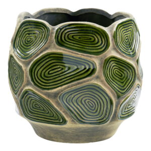 Urtepotte, keramik, mørk skov grøn/brun, ø18x16 cm