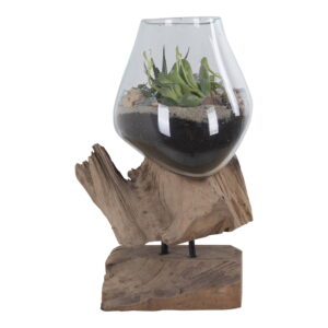 San Marino Waterdrop, teak/glas, natur, h25 cm - Billede 3