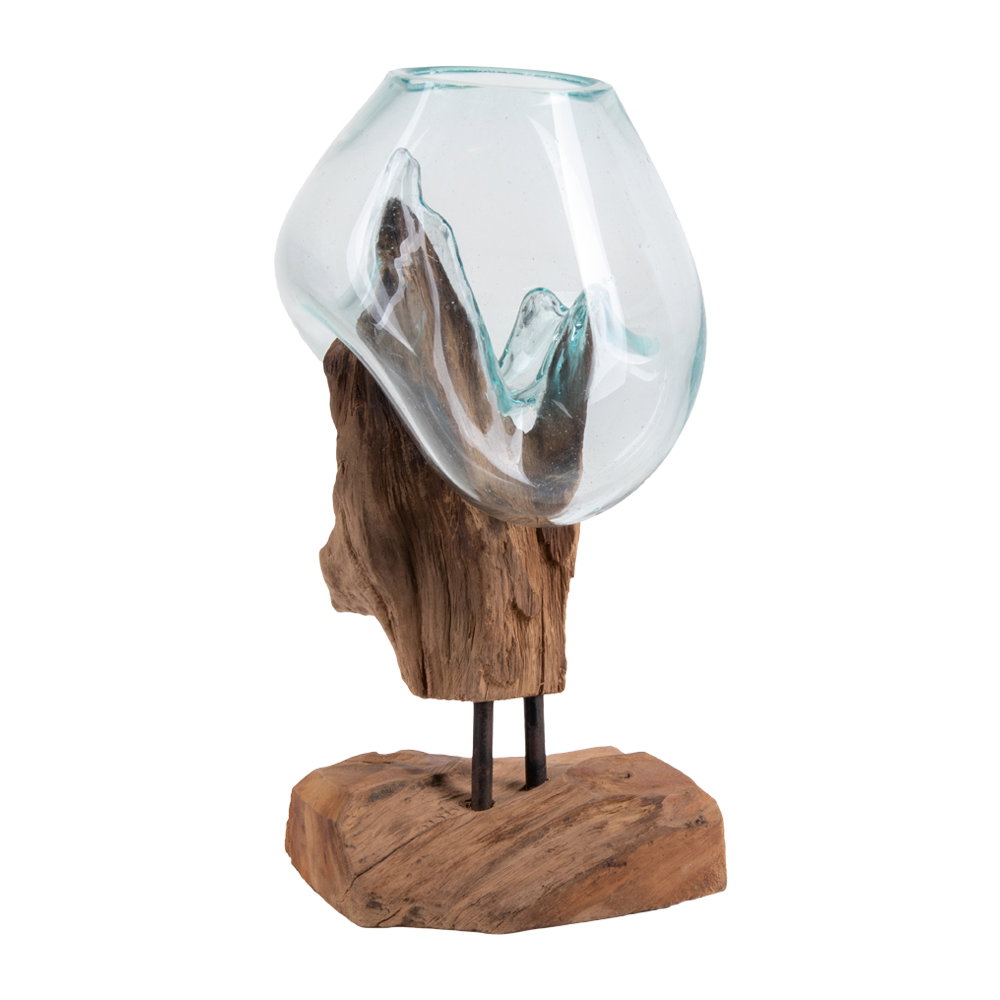 San Marino Waterdrop, teak/glas, natur, h25 cm - Billede 4