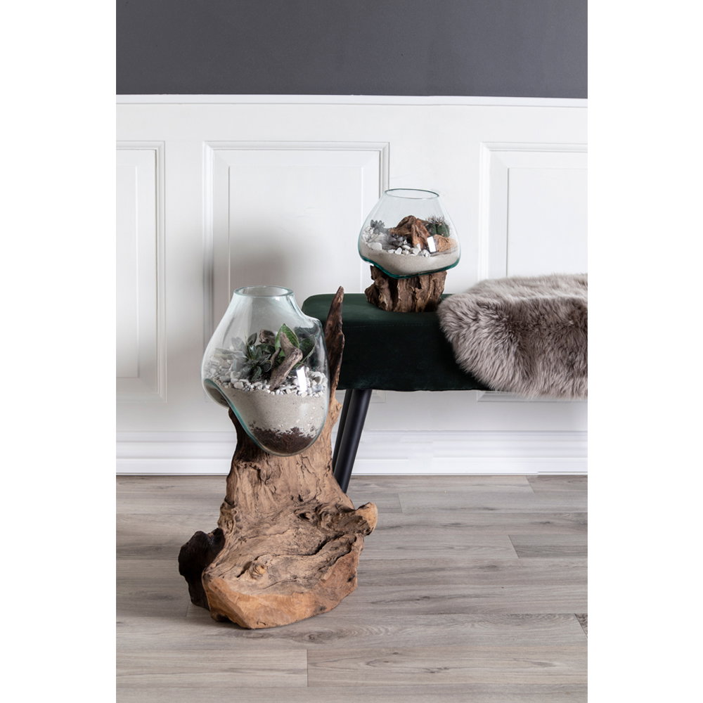 San Marino Waterdrop, teak/glas, natur, h15-20 cm - Billede 8