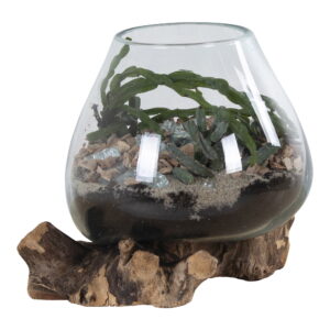 San Marino Waterdrop, teak/glas, natur, h15-20 cm - Billede 2