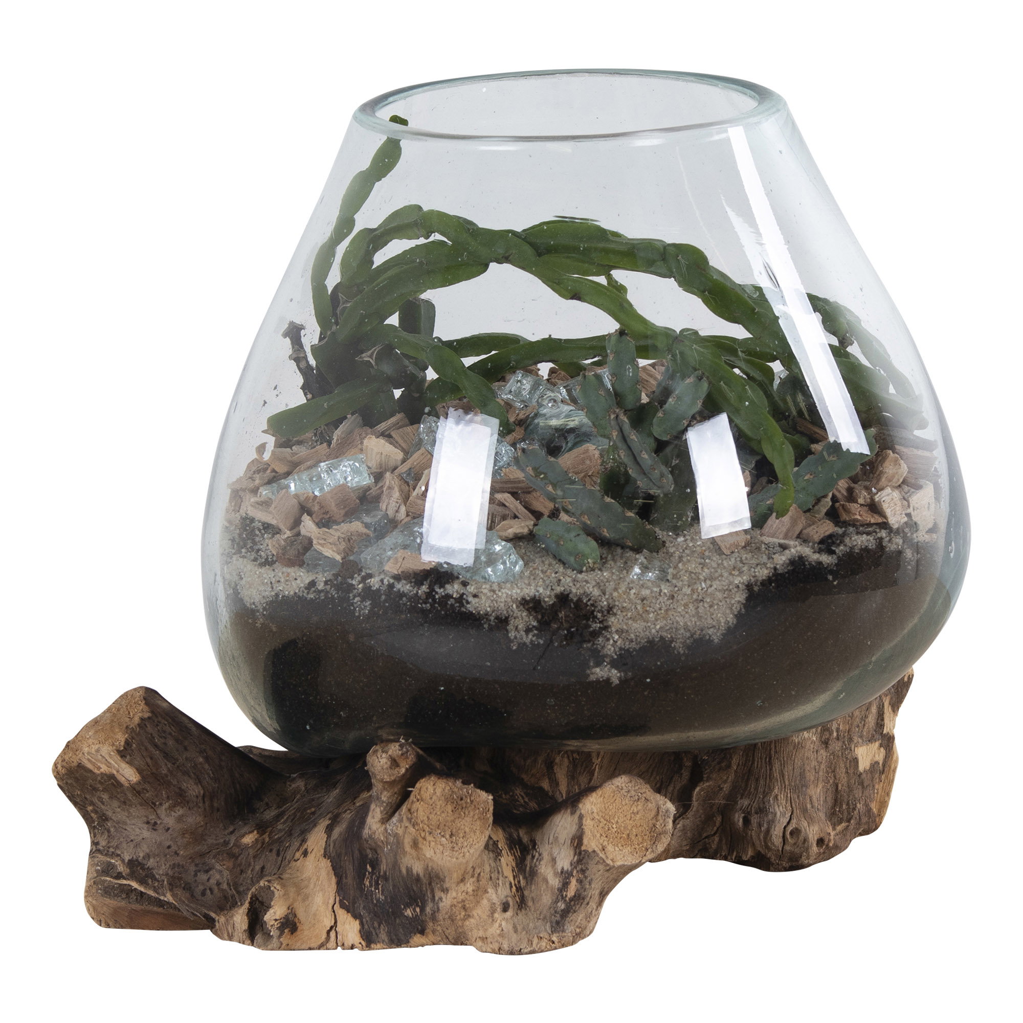 San Marino Waterdrop, teak/glas, natur, h15-20 cm - Billede 2