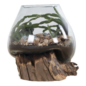 San Marino Waterdrop, teak/glas, natur, h15-20 cm - Billede 3