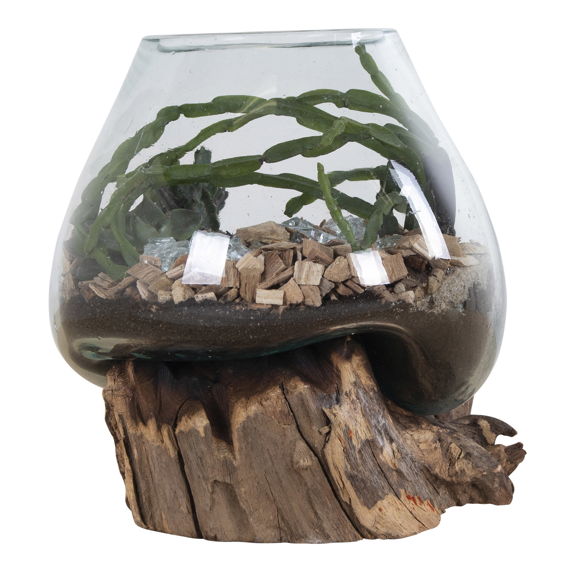 San Marino Waterdrop, teak/glas, natur, h15-20 cm - Billede 3