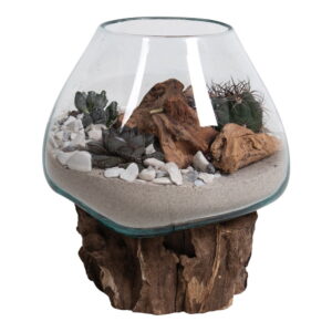San Marino Waterdrop, teak/glas, natur, h15-20 cm