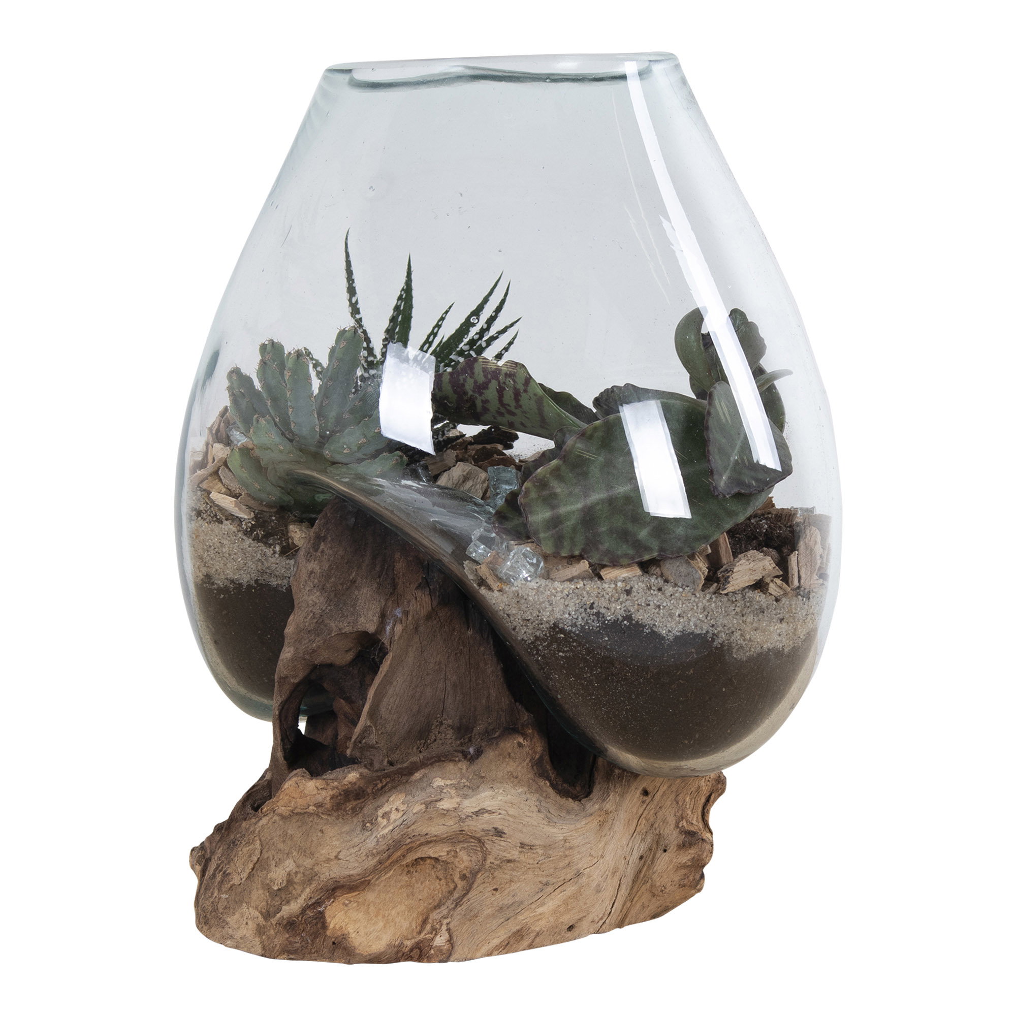 San Marino Waterdrop, teak/glas, natur, h15-20 cm - Billede 7