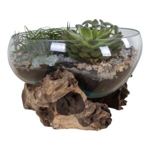 San Marino Waterdrop, teak/glas, natur, h20 cm - Billede 2