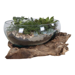 San Marino Waterdrop, teak/glas, natur, h20 cm - Billede 3