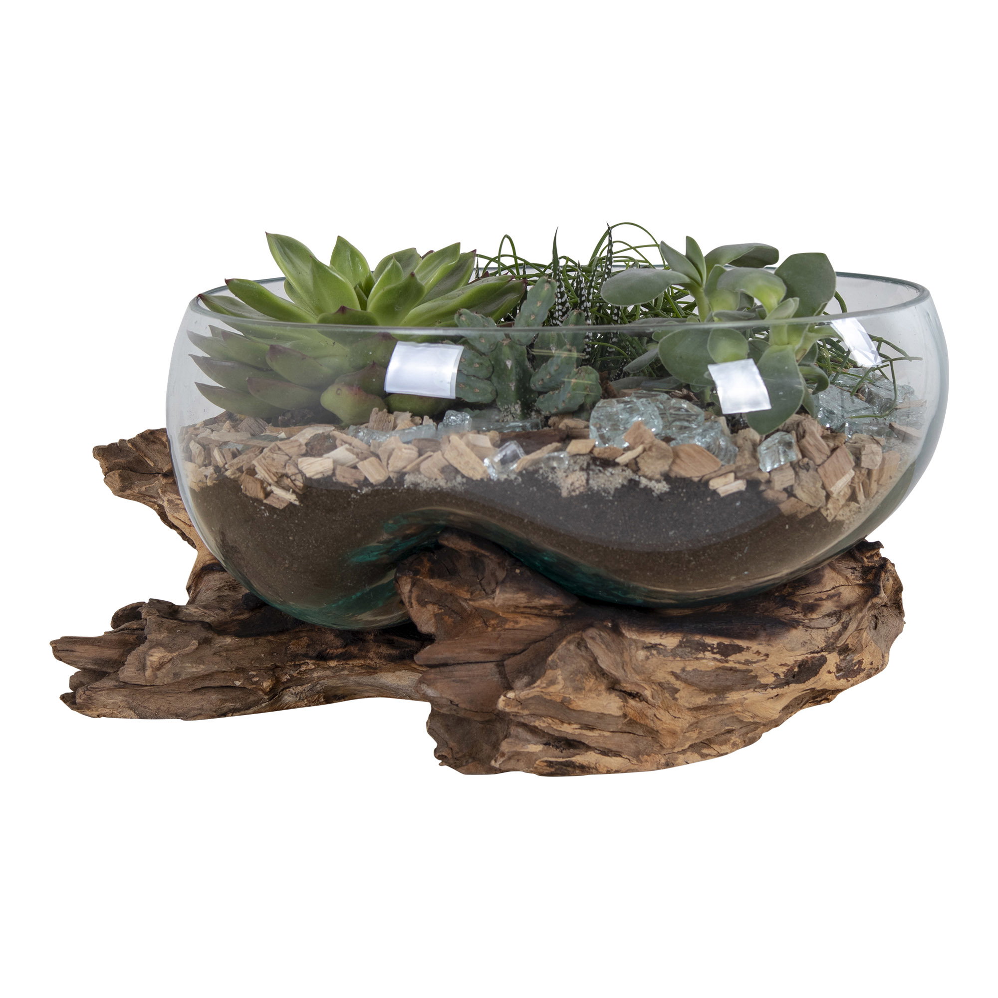 San Marino Waterdrop, teak/glas, natur, h20 cm