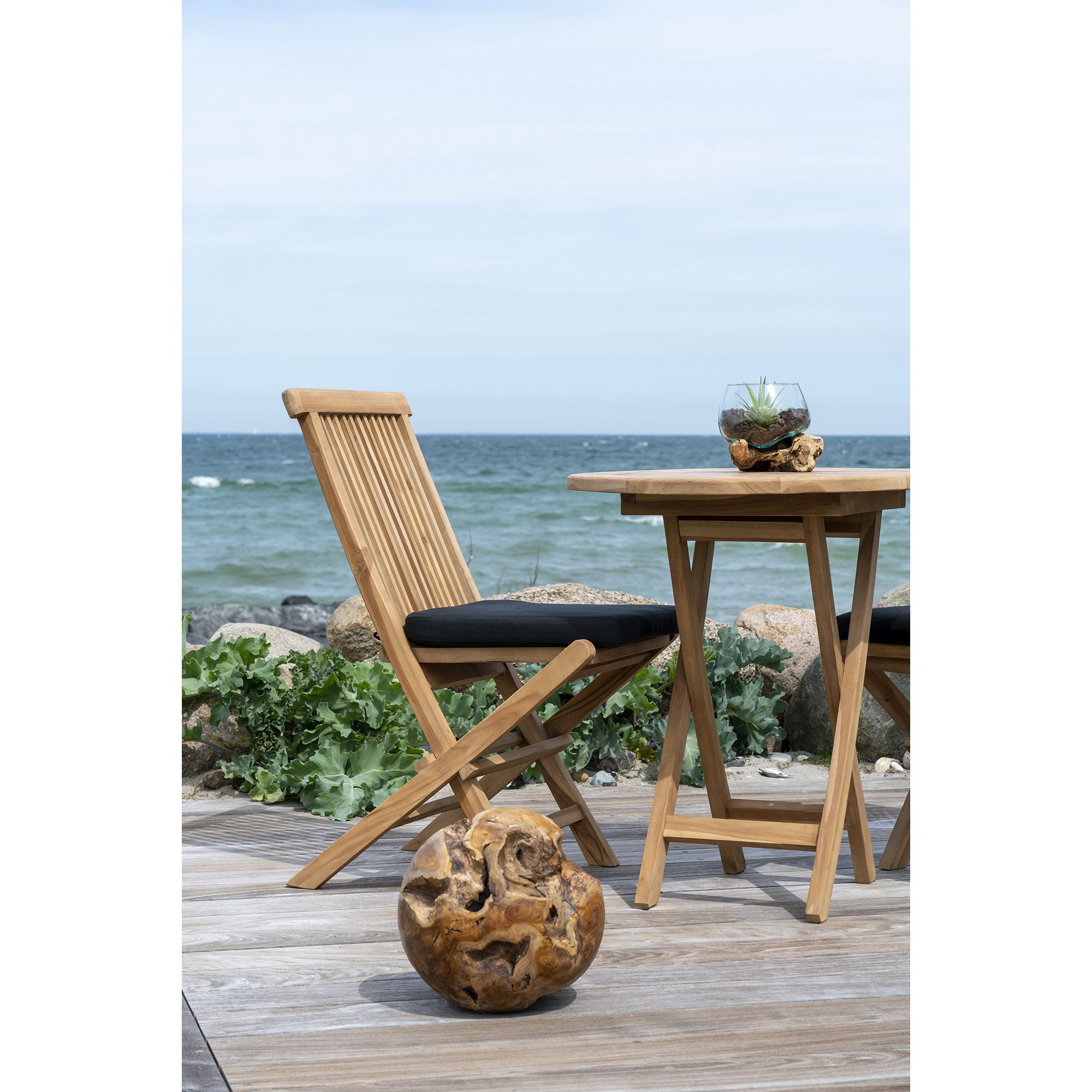 San Marino Waterdrop, teak/glas, natur, h15 cm - Billede 5
