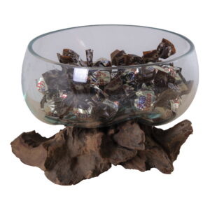 San Marino Waterdrop, teak/glas, natur, h15 cm - Billede 3