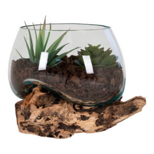 San Marino Waterdrop, teak/glas, natur, h15 cm