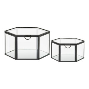 Torpe Boks, glas/metal, klar/sort, sæt af 2