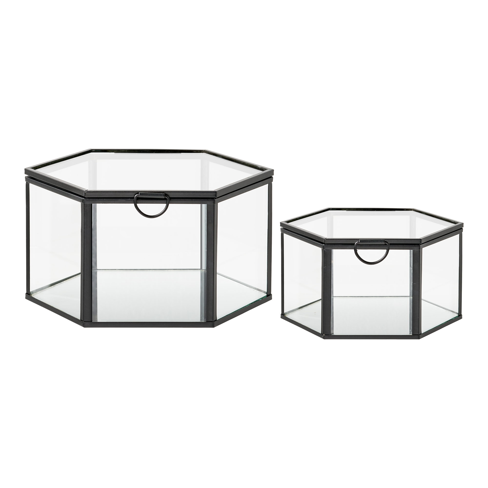 Torpe Boks, glas/metal, klar/sort, sæt af 2