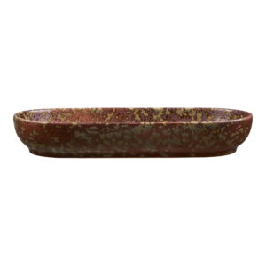 Alternative view of Fad, keramik, mørkebrun/mørk skov grøn, 11x23,5x3,5 cm