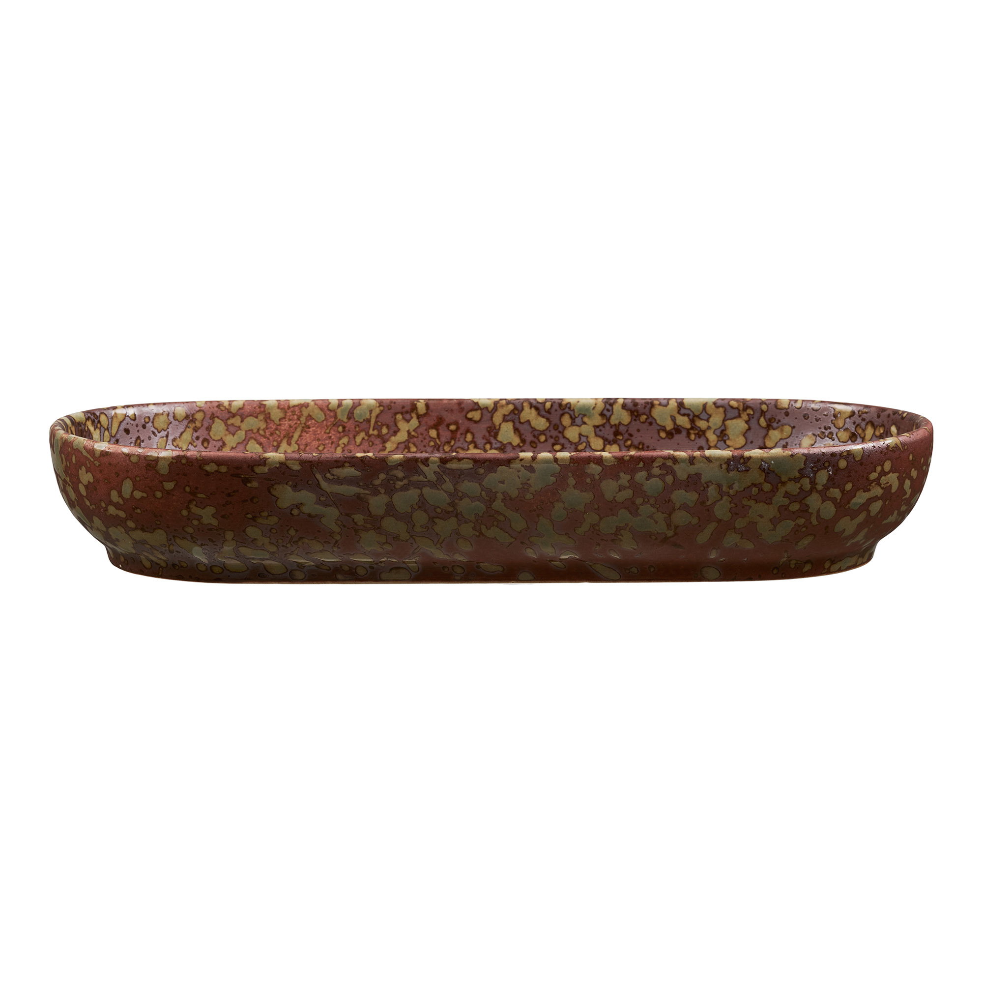 Fad, keramik, mørkebrun/mørk skov grøn, 11x23,5x3,5 cm - Billede 2