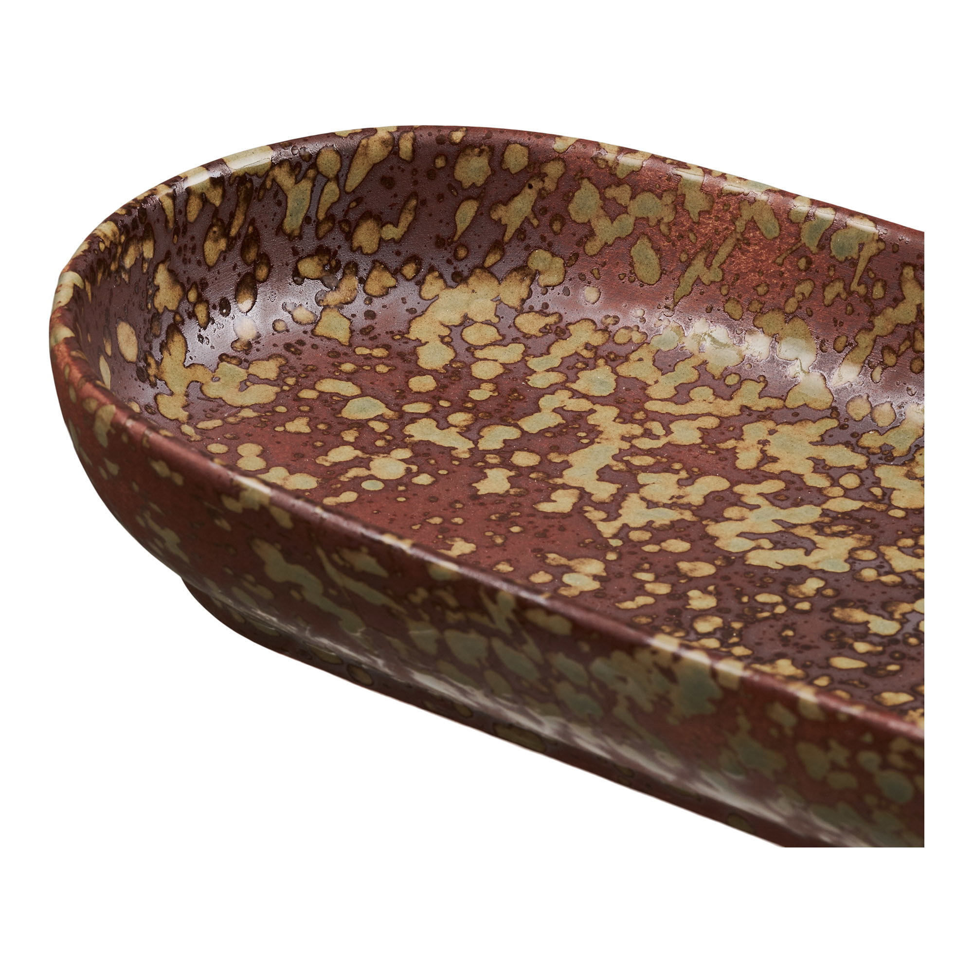 Fad, keramik, mørkebrun/mørk skov grøn, 11x23,5x3,5 cm - Billede 3