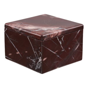 Krukke, marmor, kastanje rød, 12x12x8 cm