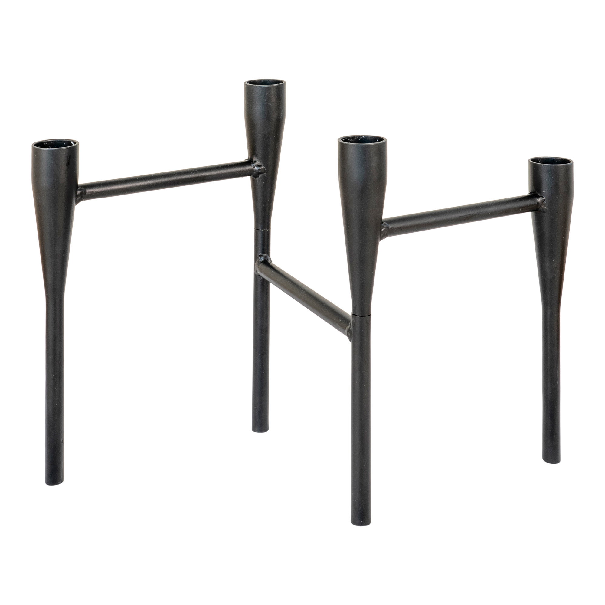 Lysestage, metal, sort, 15x28x21 cm - Billede 2