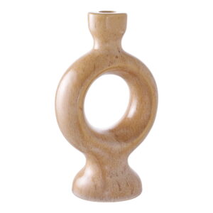 Lysestage, keramik, brun, 13,5x8,8x23,4 cm - Billede 2