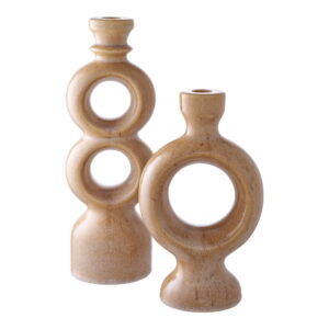 Lysestage, keramik, brun, 10,7x9,5x30,5 cm - Billede 3