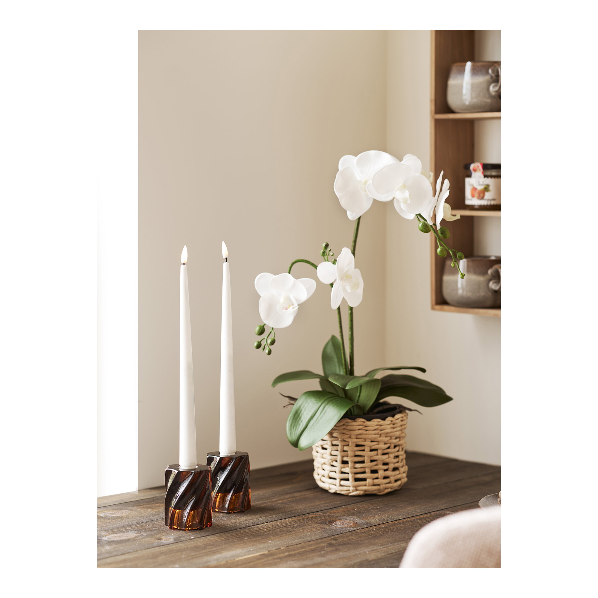 Lysestage, glas, smoked brun, sæt af 2 - Billede 5