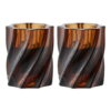 Lysestage, glas, smoked brun, sæt af 2