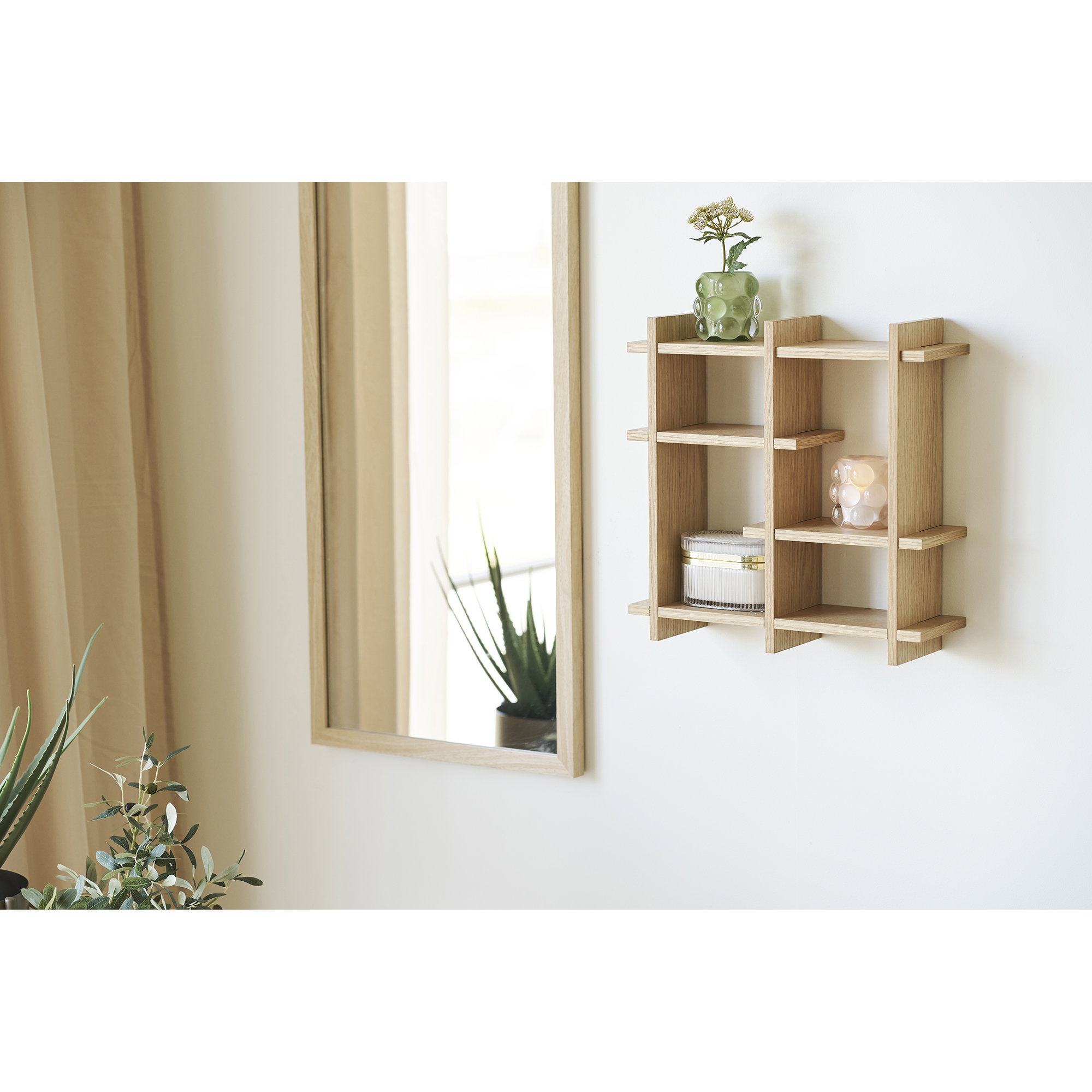 Lysestage, glas, beige/grøn, sæt af 2 - Billede 6