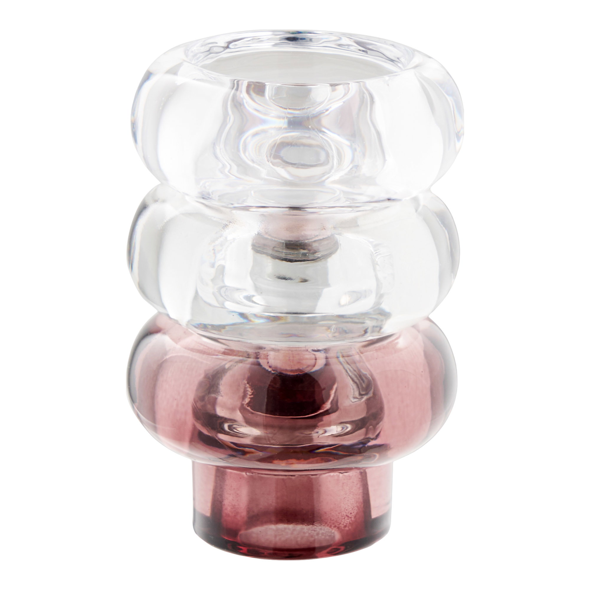 Lysestager, glas, klar/smoked grå/marron rød, sæt af 3 - Billede 4